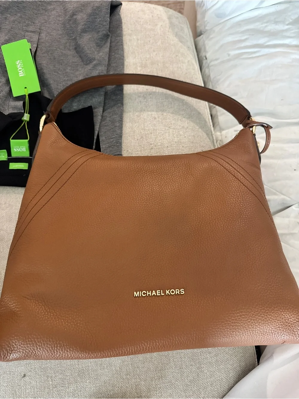 Michael Kors Chocolate Brown Pebbled Leather Shoulder Bag